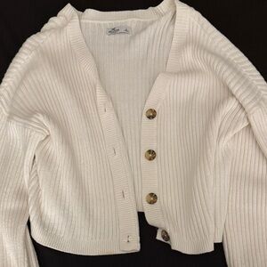 Hollister Cream Ribbed Cardigan